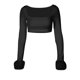 thumbnail image 1 of VISgogo Mujeres Crop Tops, Manga Larga Terciopelo Patchwork Casual Primavera Otoño Verano Street Party Club Tops VISgogo  moda, 1 of 2