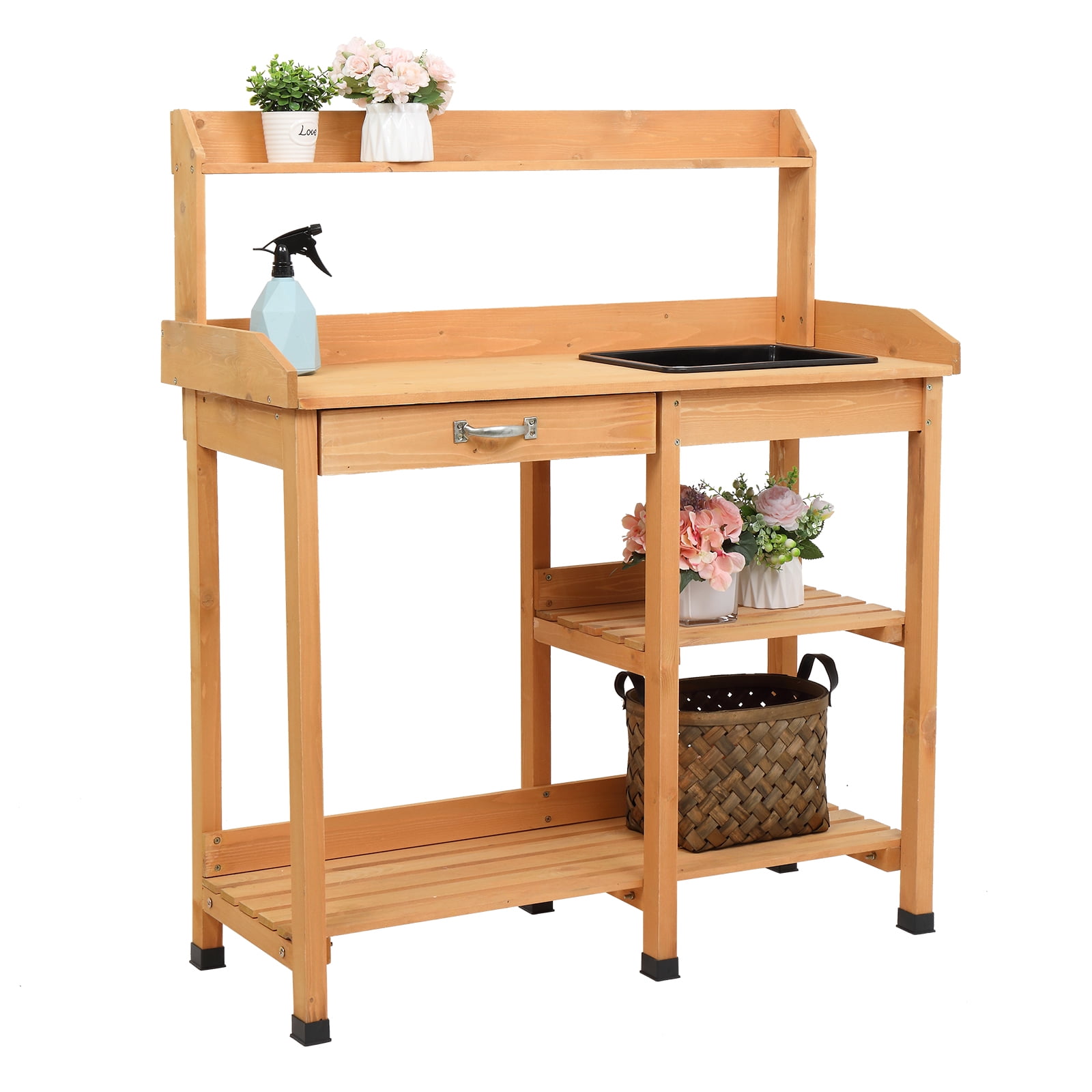 Outdoor Garden Potting Bench Potting Table Work Bench with Removable
