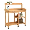 Outdoor Garden Potting Bench Potting Table Work Bench with Removable Sink Drawer Rack Shelves Work Station Wood