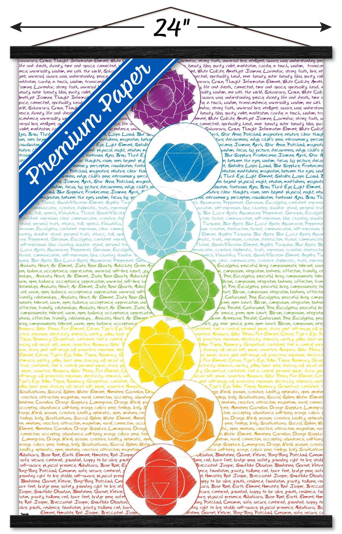 Chakras Wall Poster with Wooden Magnetic Frame, 22.375" x 34"