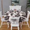 thumbnail image 2 of Beige and Black Of Leopard Print Round Tablecloth 60"x60",Wrinkle Wipeable Table Cloth for Kitchen Dining Room Picnic Patio Party, 2 of 6