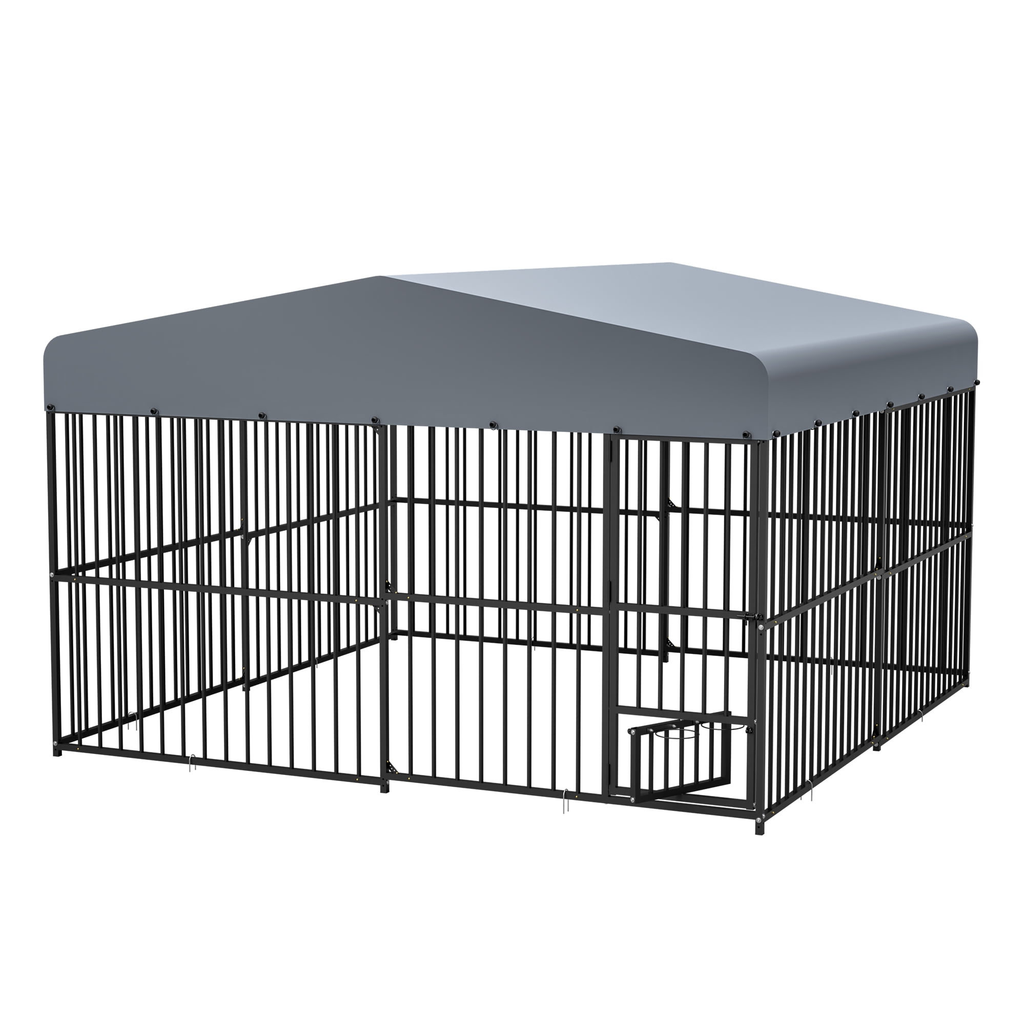 LZBEITEM Heavy Duty Outdoor Dog Kennel Playpen Large Cage Fence with Waterproof Roof Cover & Sturdy Galvanized Metal Frame