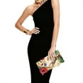 thumbnail image 2 of TSOVTHRID Clutch Purse Evening Bag for Women Formal Evening Purses with Chain Leather Party Handbag for Wedding Cocktail Elegance Charm, Leopard Hibiscus Floral Monstera Leaf Print, 2 of 7