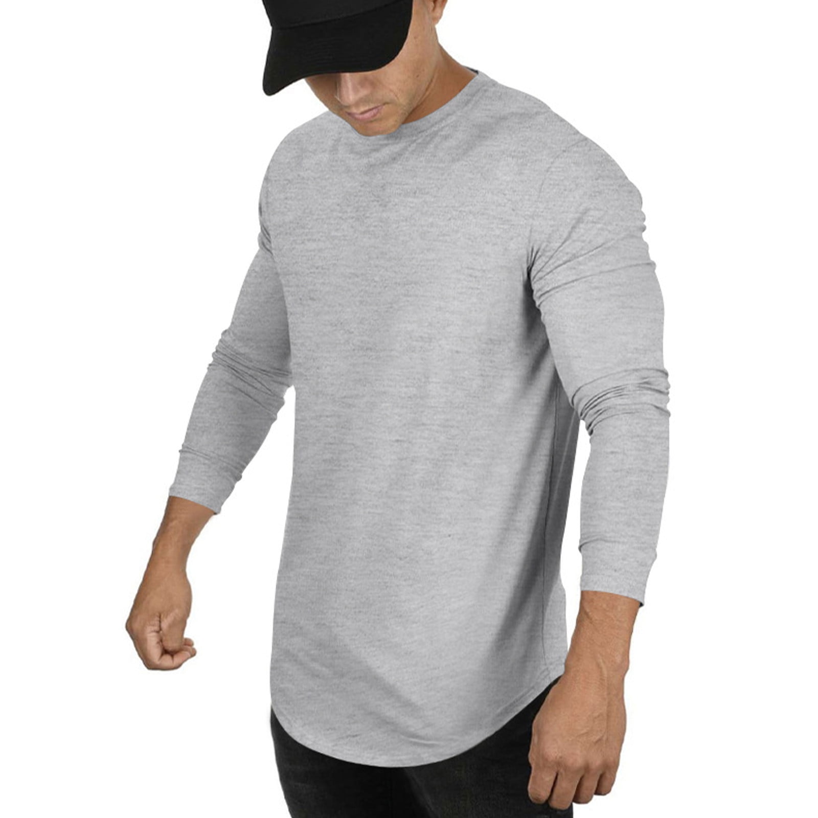 Zedker 3/4 Sleeve Shirt for Men Solid Color Crew Neck Baseball T-Shirts Casual Loose Fit Tees Three Quarter Sleeve T Shirts