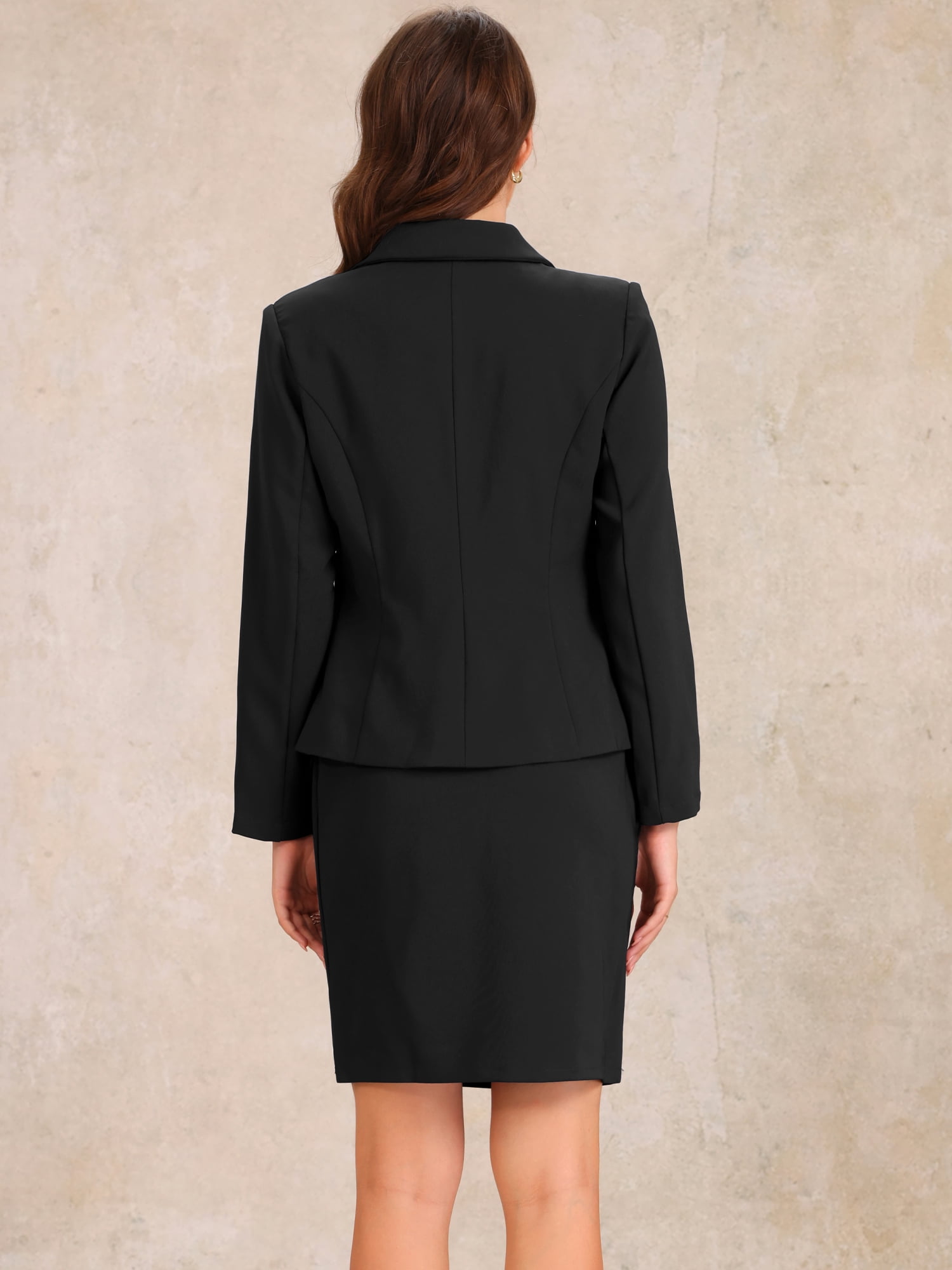 DARING DIVA 2Pcs Women's Business Blazer Pencil Skirt Office Work Set S Black