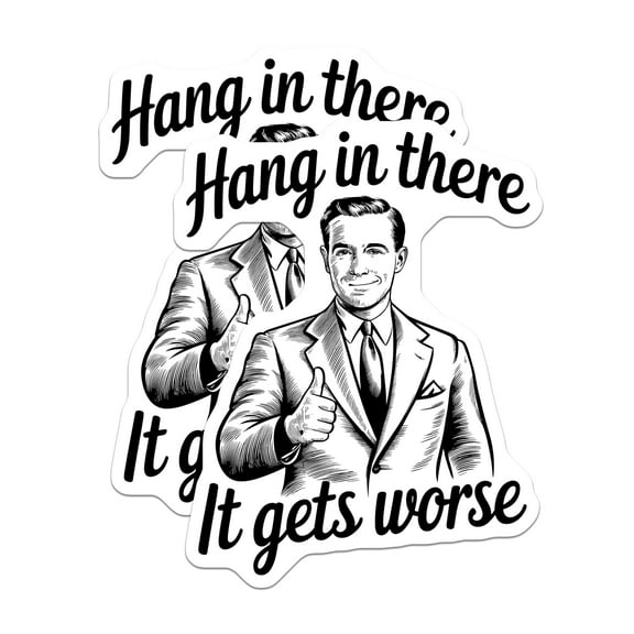 (2 Pack) Hang in There Magnets - Funny Quote Magnet - Retro Style Cartoon Magnet - 5" On Longest Side - for Cars, Fridges, Toolboxes - Made in USA - MAG5600
