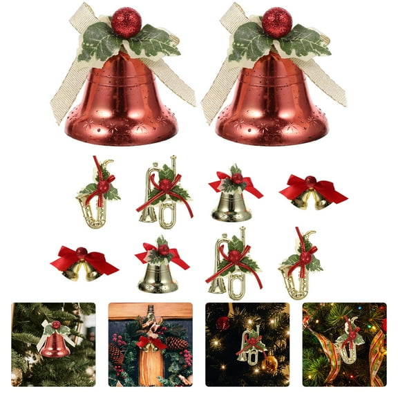 WHAMVOX  10 Pcs Christmas Decorations Ornament Bells Large Garlands Xmas Ornaments