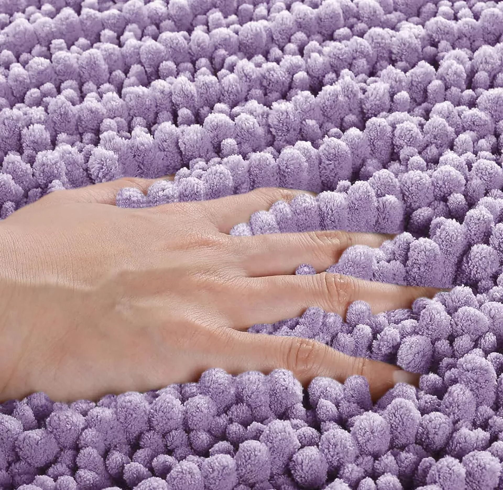 2 Piece Set Lavender Soft Cozy Plush Chenille Bath Mat Bathroom Rug