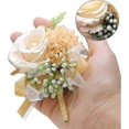 thumbnail image 2 of 2 Pcs Champagner Wedding Boutonniere,Wedding Flower Wrist Corsage,Bridesmaids Wrist Flower, 2 of 5