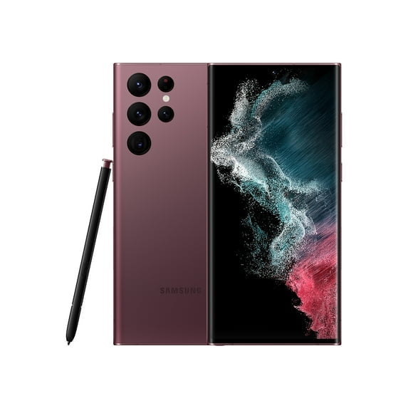 Restored SAMSUNG SM-S908UDRAATT S22 Ultra 6.8'' 4G LTE 8GB RAM 128GB Storage AT&T Smartphone, Burgundy (Refurbished)