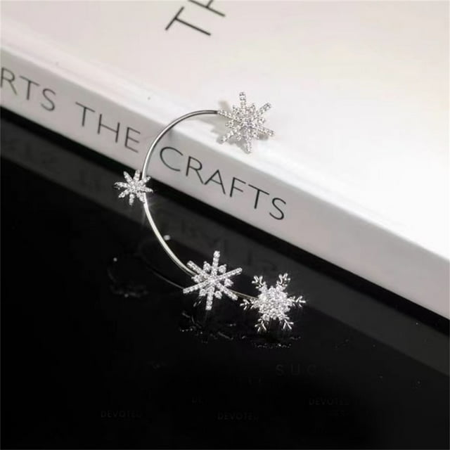 Boucles d'Oreilles Flocon de Neige Non Percées Design Féminin Boucles d'Oreilles Diamant