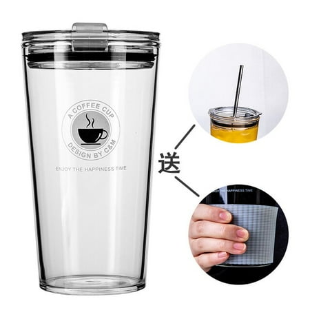 

ASWMXR Glass Travel Straw Cup Bottle Reusable Portable Coffee Cup with Straw Creative Tumbler Smoothie Minimalism Fruit Tea Drinkware