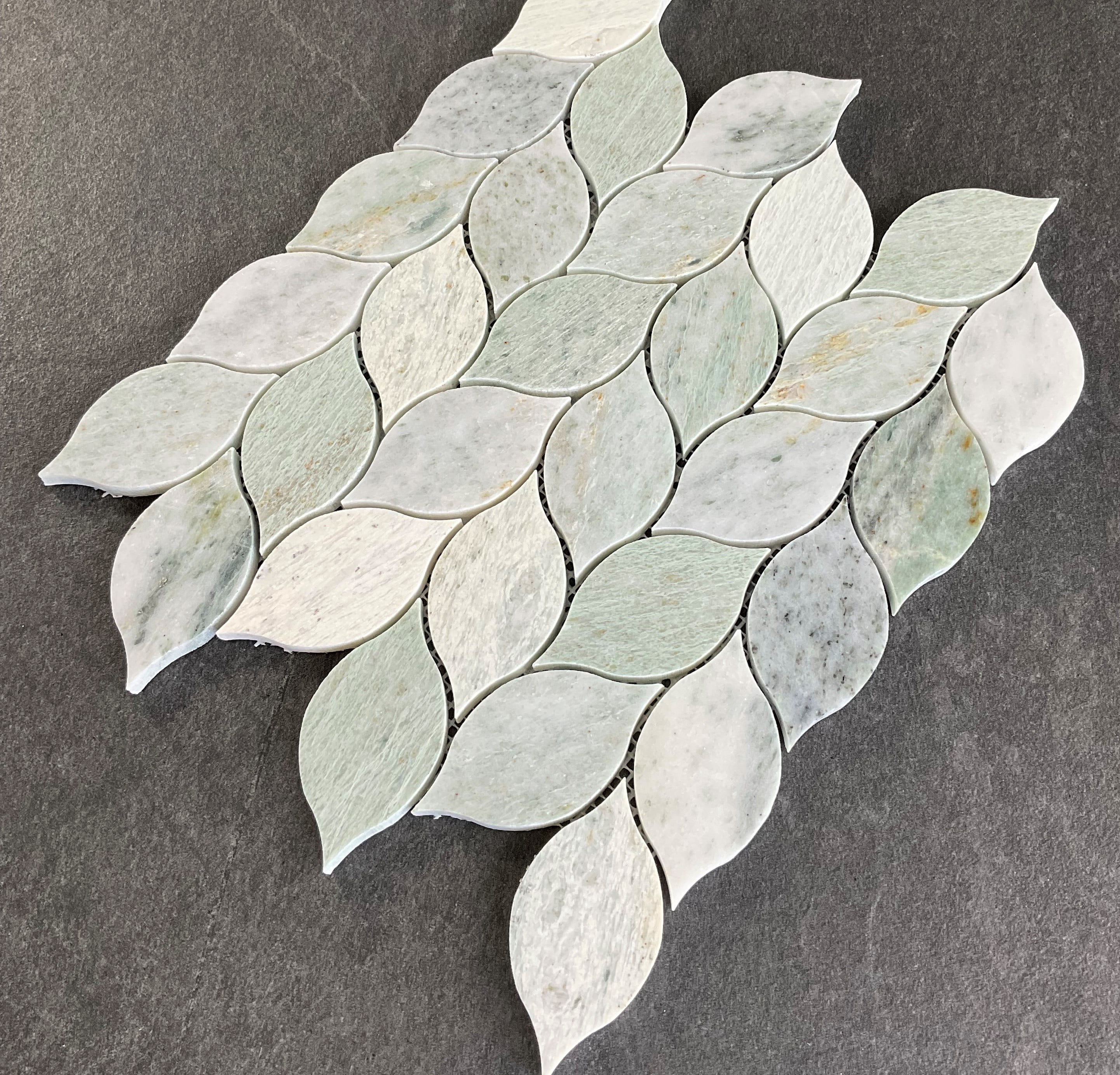 10-Sheet of Ming Green Marble Leaf Pattern Wall & Floor Mosaic Tiles