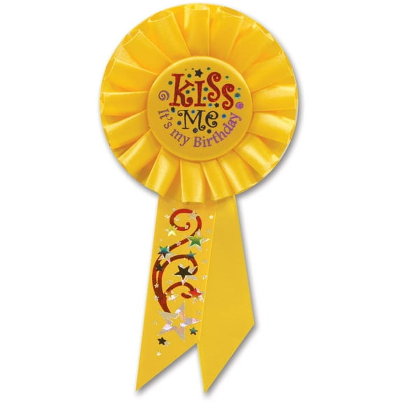Beistle Kiss Me, It's My Birthday Rosette Party Item, 3-1/4-Inch by 6-1/2-Inch