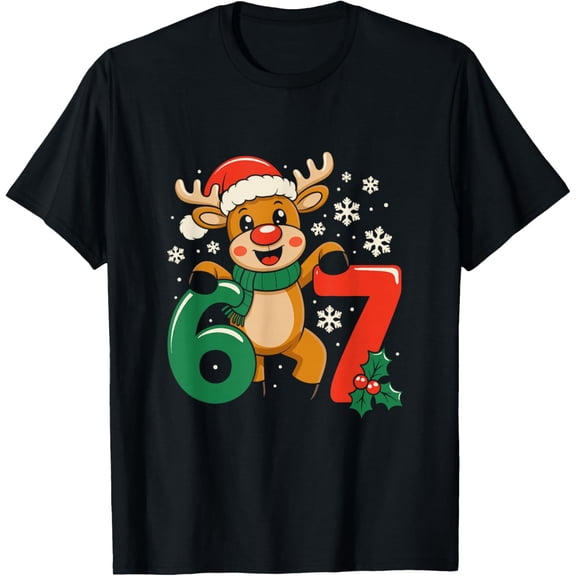 67 Christmas 6 7 Reindeer 6-7 Meme Six Seven Boys Kids T-Shirt- American fashion hot selling casual retro high quality 100% cotton T-shirt 1 piece