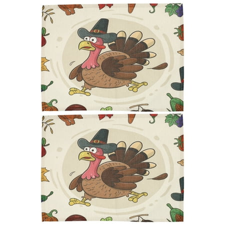 

2pcs Thanksgiving Day Cotton and Linen Table Pads Heat Resistant Table Mats