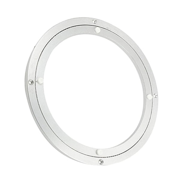 Cateissary Aluminum Alloy Round Rotating Turntable Bearing White Table Silver Mostrada Blanco plateado 10 pulgadas