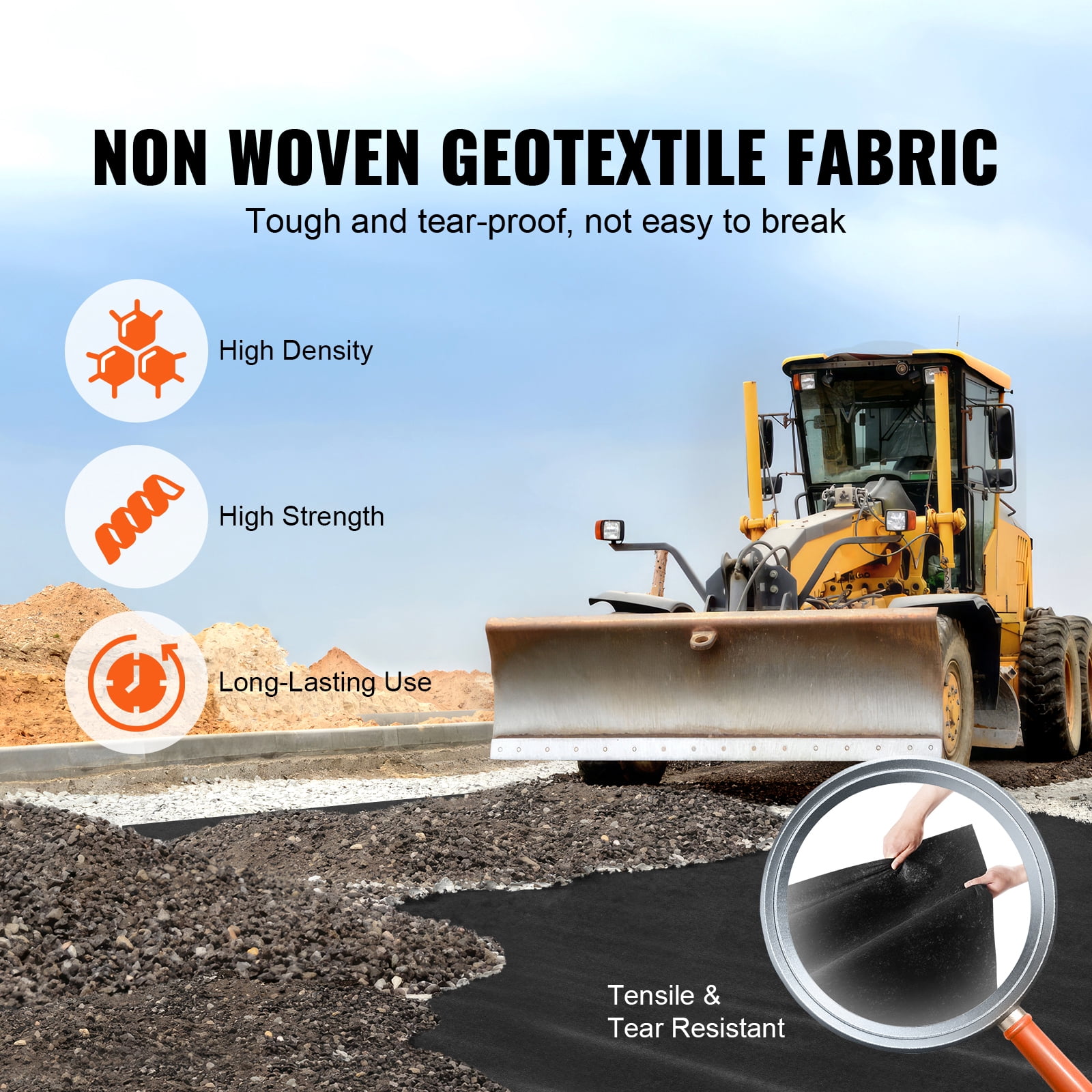 KFFKFF Garden Ground Cover 10x100FT 8OZ, Heavy-Duty Landscape Fabric, Durable Non-Woven Weed Barrier, Geotextile Fabric Weed Control Fabric Drainage Fabric, Black