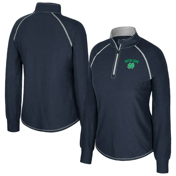 Women's Colosseum Navy Notre Dame Fighting Irish Bikram Raglan Quarter-Zip Top