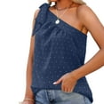 thumbnail image 5 of Usmixi Womens Shirts Sleeveless Slash Neck Solid Tank Tops Summer Tie One Shoulder Lightweight Chiffon Jacquard Vest Blouses Navy XXL, 5 of 7