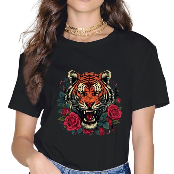 Cute Tiger Gift Rose Tiger Women T-Shirt
