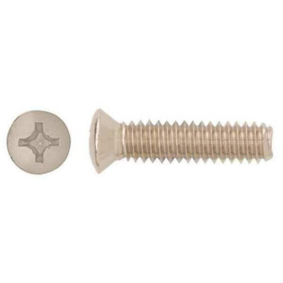 1/4"-20 x 13/16 in Phillips Oval Machine Screw, Plain Stainless Steel, 25 PK