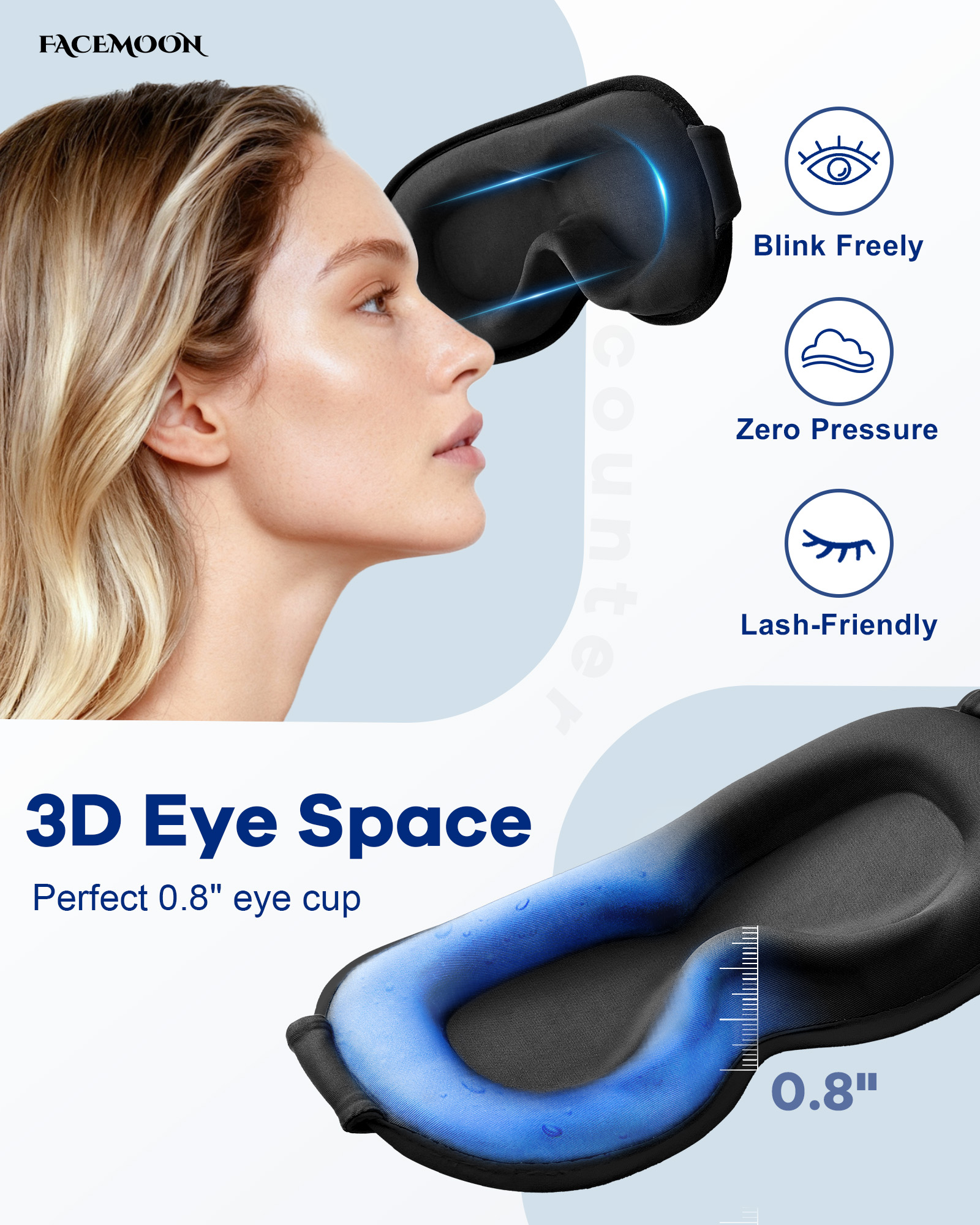 FACEMOON 3D Gel Cooling Sleep Mask Blackout photo 4