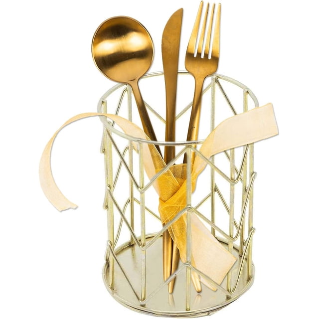 Porte-ustensiles en Fil Métallique Doré Moderne pour Cuisine