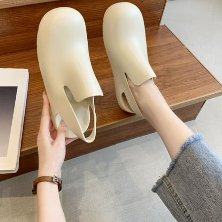

Josdec Womens Shoes Clearance Summer Low Top Leather Bag Head Shoes Thick Heels Solid Color Shoes Female