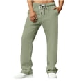 thumbnail image 2 of Mens Cotton Athletic Pants Open Bottom Running Sweatpants Straight Leg Casual Joggers with Pockets Army Green, 2 of 5
