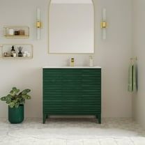 Cascade 36" Freestanding Bathroom Vanity in Green Oak with Sink Top
