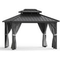 thumbnail image 2 of Homhougo Outdoor Gazebo Tent, 13x10FT Gazebo Tent with Mosquito Netting Outdoor Canopy, 4 Sided Sun Shelter Wind Cloths Aluminum Alloy Pavilion Tent for Patio,PC Solar Panel for Lawn,Garden, 2 of 7