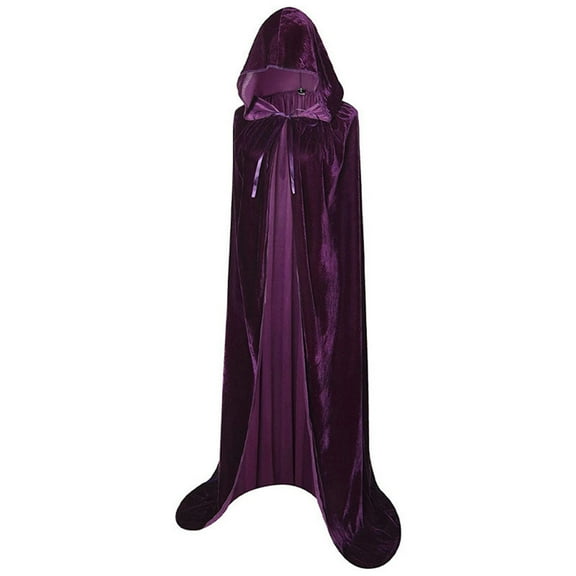 Odeerbi Halloween Long Hooded Death Cloak for Men Women Gothic Witch Cape Steampunk Robe Renaissance Cowl Cape Medieval Role Play Cloak Coat Blue