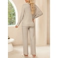 thumbnail image 6 of DOKOTOO Woman Outfits with Pockets Long Sleeve Knit Pullover Tops with Straight Leg Pants Fall Pajama Sets Khaki L(US12-14), 6 of 10