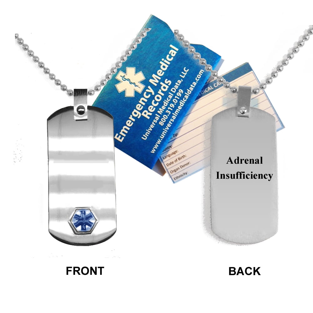 Universal Medical Data Adrenal Insufficiency Medical Alert ID Dog Tag