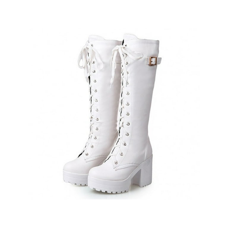 White combat boot on sale heels