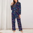 thumbnail image 2 of Balery Cute Line Fish Conjunto de Pijama con Estampado para Mujer, Conjunto de Dos Piezas con Manga Larga, Ropa de Dormir Suave con Bolsillos, Pijamas Cómodos-Medium, 2 of 7