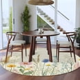 thumbnail image 4 of Spring Floral Round Rugs 8ft, Summer Farmhouse Vintage Botanical Non Slip Washable Rug Runner, Low Pile Indoor Floor Carpet Mat Bathroom Rugs for Living Room, Bedroom, Kids Room, 4 of 9
