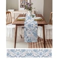 thumbnail image 6 of Coastal Coral Burlap Cotton Table Runner 18x72 Inches Long, Vintage Ocean Blue Starfish Conch Nature Farmhouse Table Runners, Outdoor Dining Tablecloths Decor for Baby Shower/Party/Wedding, 6 of 6