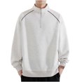 thumbnail image 3 of SYMOID Sweatshirt for Men No Hood White Plain Mens Clothes Zipper Pullover Sweatshirt Fall and Winter, 3 of 7