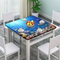 thumbnail image 2 of Ocean Polyester Square Fitted Table Cloths, Marine Life Fish Waterproof Wipe Clean Table Cover, for Indoor Restaurant or Outdoor Patio Party Dining, Fit for 34'''' x 34''''Square Table, 2 of 5