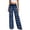 Blue, variant on Women’s Stripe Casual Trousers - Elastic Waist Wide Leg Pants with Pockets - Loose Casual Home Loungewear Bottoms