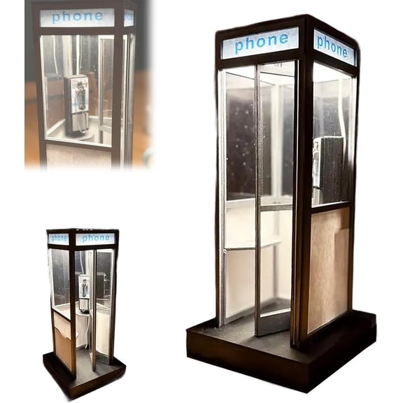 Retro Vintage Phone Booth Style Table Lamp – Mini LED Night Light, Classic Telephone Booth Desk Light for Home Decor, Bedroom, Living Room