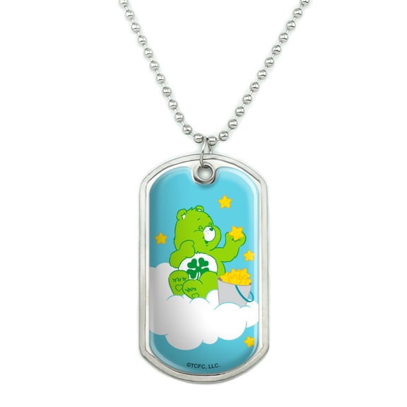 Care Bears Good Luck Bear Military Dog Tag Pendant Necklace with Chain