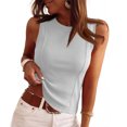 thumbnail image 2 of Sleeveless Tank Tops for Women Round Neck Ribbed Knit T Shirts Y2k Summer Fitted Going Out Shirts, M, 2 of 7