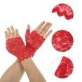 thumbnail image 2 of Unique Bargains 1 Pair Sunblock Fingerless Gloves Half Finger Thin Sun Block Driving Gloves for Women Red, 2 of 5