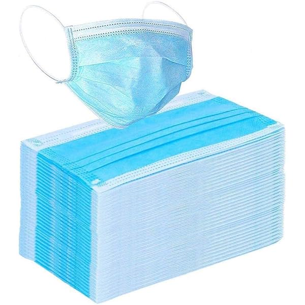 Chenchen 100 Pcs Blue Disposable 3 Ply Earloop Face Masks,Fit for Adults