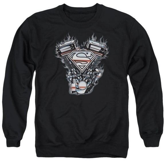Superman V Twin Logo Adult Crewneck Sweatshirt Black