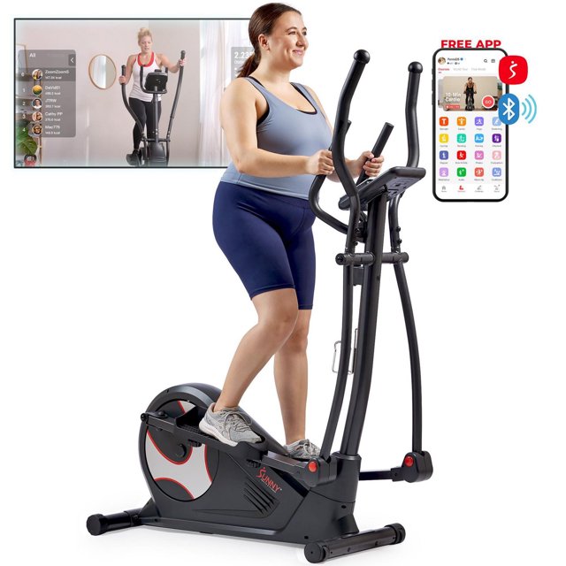Sunny Health & Fitness Entraîneur Élliptique Intelligente Robuste, Équipement pour Cardio à Domicile avec Charge Maximale de 300LB, Résistance Réglable pour Entraînement Crosstraining Complet, Applica