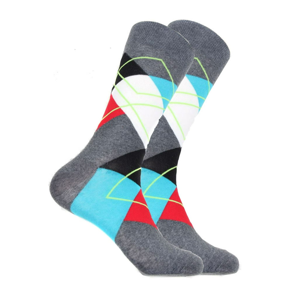 Buyyourties - Mens Designer Argyle Plaid Cotton Socks - Walmart.com ...